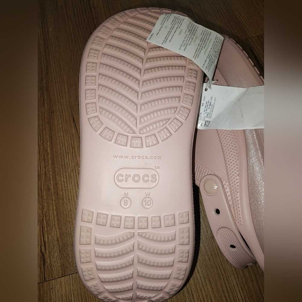 M8/W10 - New CROCS Crush Shimmer Slip On Platform Clogs Shoes Pink - Picture 4 of 9
